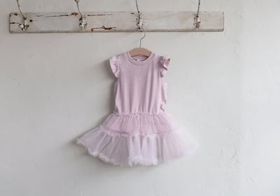 FLO41｜(75-140) 荷葉袖薄紗洋裝4