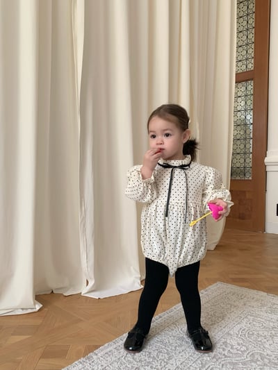 JE600｜(66cm-90cm) 波點緞帶包屁衣6