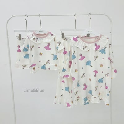 LIME&BLUE36｜(80-118cm MOM)  公主荷葉邊親子套裝10