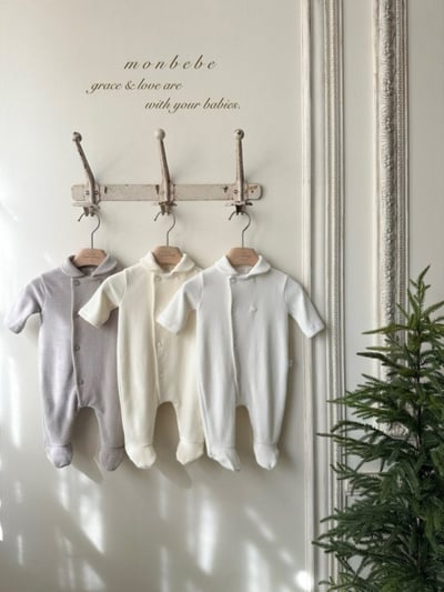 MONBEBE34｜(0m-6m) 簡約排扣連身衣7