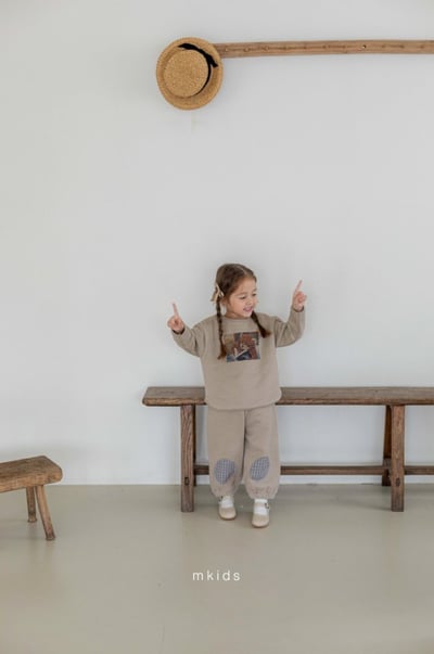 M-KIDS39｜(65-115cm) 2色格紋補丁縮口休閒褲9