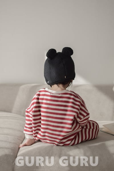 GURU GURU08｜(6m-24m) 3色小熊刷毛綁帶帽8
