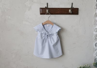 FLO37｜(75-140) 花邊翻領綁帶上衣11