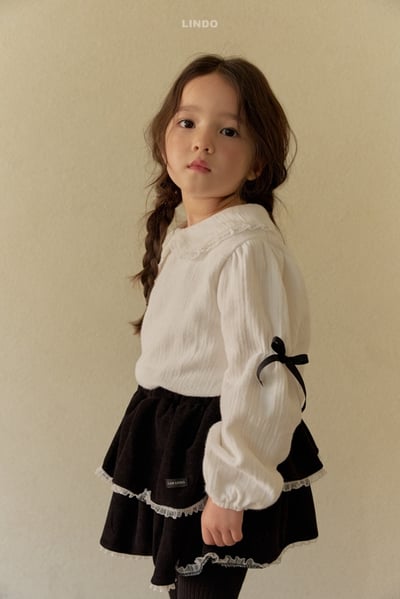 Lindo44｜(80cm-125cm) 蕾絲領緞帶襯衫16