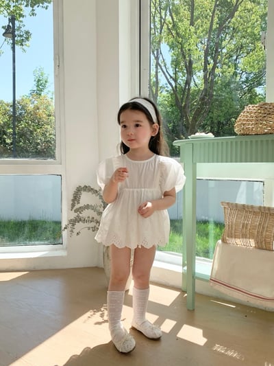 JE36｜(66-90cm) 泡泡袖花邊包屁衣14