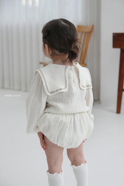 bebe nine22 (65-90) 3色棉麻水手包屁套裝2