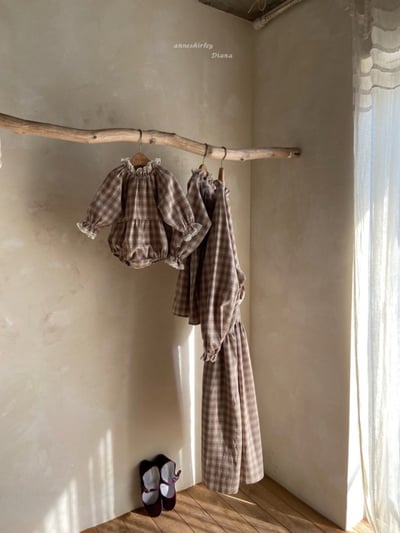 Anne Shirley15｜(3m-22m) 1色格紋蕾絲縮口包屁衣12