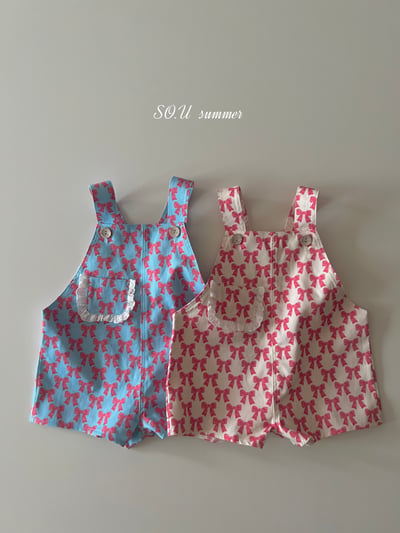 SO.U19｜(6m-4y) 蝴蝶結印花包屁扣吊帶褲1