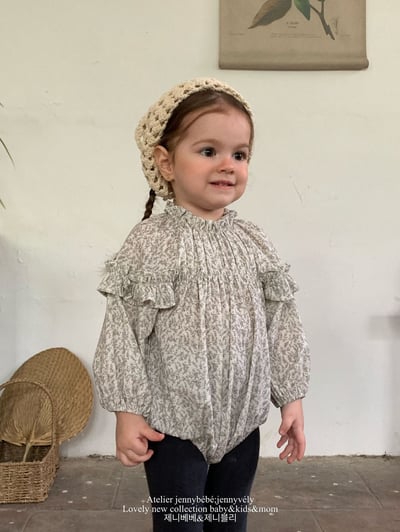 JE553｜(66-90cm) 花邊袖碎花包屁衣2