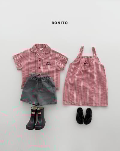 Bonito39｜(75cm-125cm) 3色編織格紋吊帶裙9