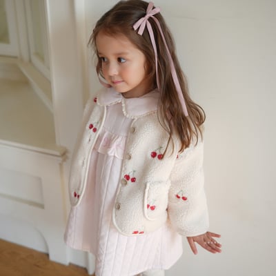 neneru19｜(70cm-125cm) 1色刺繡櫻桃刷毛外套12