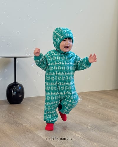 Cieldemaman07｜(3M~15M)  3色雪花麋鹿針織包屁衣含帽子13