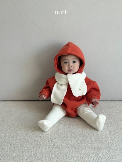 Nutt08｜(3m-16m) 簡約連帽包屁衣含圍巾2