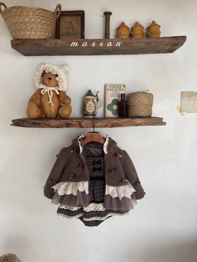 Marron 08｜(1y-6y) 蝴蝶緞帶薄紗裙擺磨毛外套3