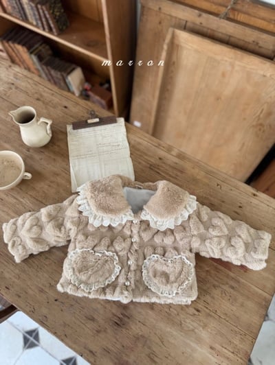 Marron 14｜(1y-6y) 愛心刷毛珍珠排釦外套3