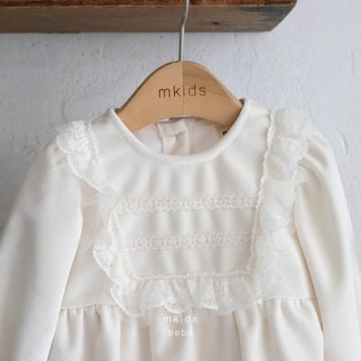 M-KIDS07｜(55-80cm) 2色法式絨面蕾絲包屁衣7