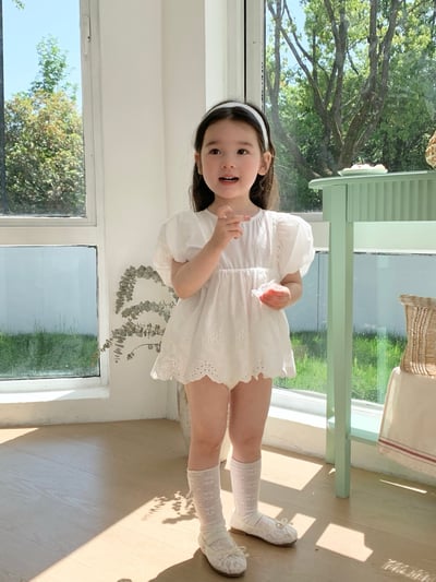 JE36｜(66-90cm) 泡泡袖花邊包屁衣15