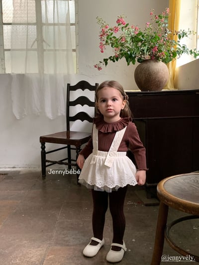 JE493｜(73-100cm) 滾邊翻領上衣/花邊吊帶裙7