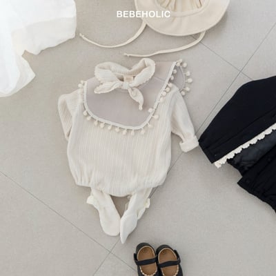 Bebe holic30｜(3m-18m) 領結滾邊包屁衣15