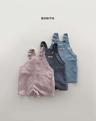 Bonito23｜(75cm-125cm) 3色直條紋吊帶短褲2