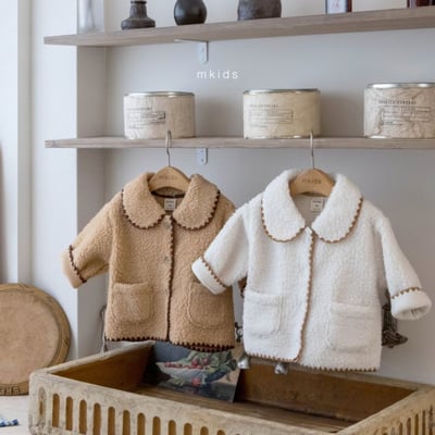 M-KIDS30｜(65-115cm) 2色滾邊縫線雙口袋刷毛外套1