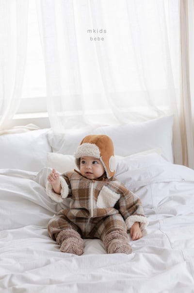 M-KIDS08｜(65-80cm) 1色刷毛格紋拉鍊連身衣6