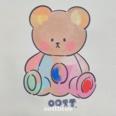 Oottbebe90｜(0m-12m)  休閒彩虹熊熊包屁裝8