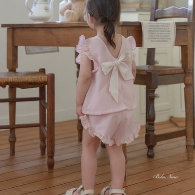 bebe nine44  (65cm-115cm) 3色絲帶荷葉邊套裝1