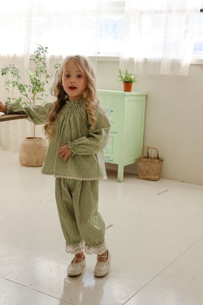 FLO24｜(75-140) 2色田園碎花娃娃袖上衣13