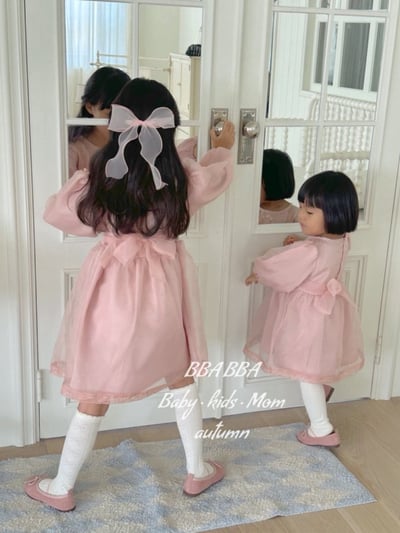 BBABBA13｜(3y-8y)  2色蝴蝶結段面洋裝4