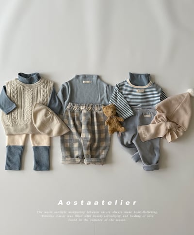 AOSTA45｜(6m-5y) 素面內刷毛合身褲12