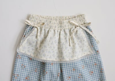 FLO36｜(75-140) 3色法式圍裙碎花荷葉長褲21