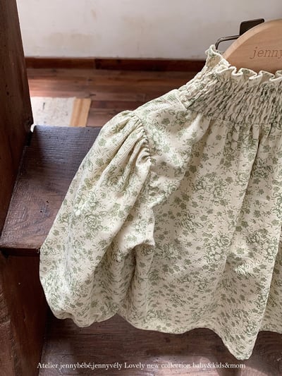 JE584｜(73-100cm) 復古碎花燈芯絨套裝3