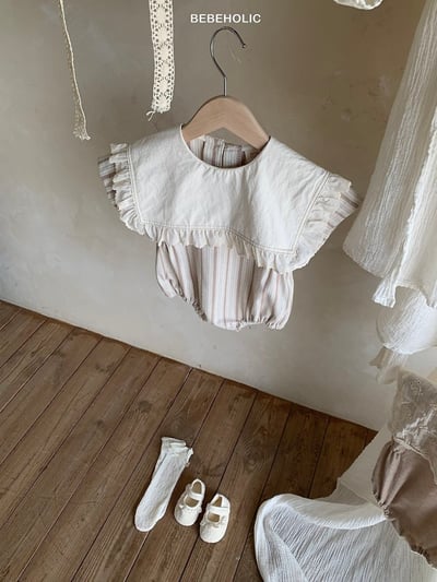 Bebe holic20｜(3m-18m) 翻領條紋連身服8