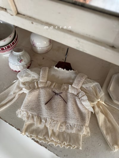 Marron 28｜(1y-6y) 蝴蝶結刷毛肩帶短版背心6