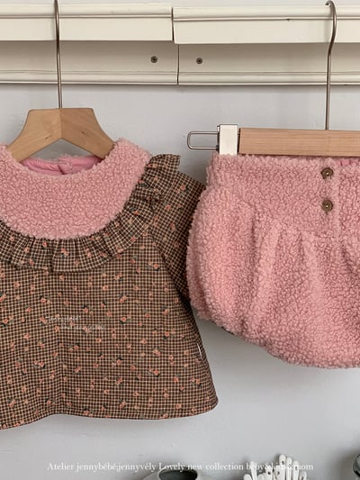 JE 642｜(80-110cm)  絨毛小碎花包屁裝3