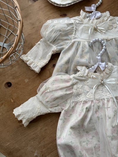 Marron29｜(3m-18m) 古典玫瑰薄紗包屁衣18