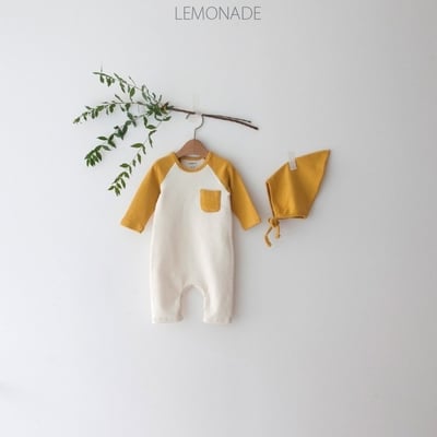 LEMONADE47｜(55cm-85cm) 3色撞色口袋連身包屁衣含帽子15