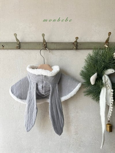 MONBEBE51｜(3m~36m) 刷毛小兔連帽斗篷5