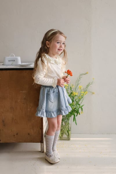 FLO38｜(75-140) 2色法式蕾絲領袖口上衣13