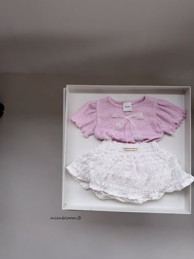 Bloom.b18｜(55cm-118cm) 羅紋蕾絲緞帶上衣4