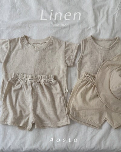 AOSTA20｜(6m-5y) 2款亞麻夏季短袖上衣10