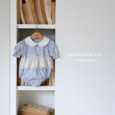 M-KIDS38｜(65-80cm) 歐式碎花滾邊包屁衣2