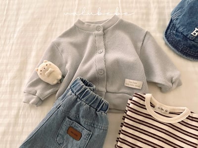 Valubebe26｜(65-90) 華夫格開襟外套4