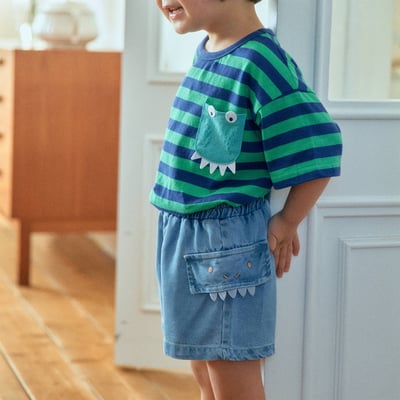 1st blue28｜(~93-118cm) 恐龍口袋條紋上衣5