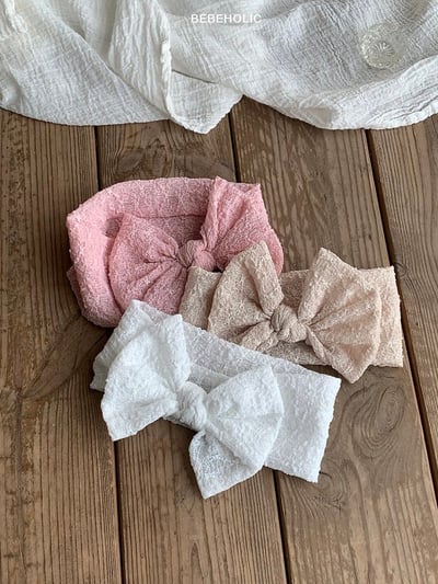 Bebe holic55｜(3m-18m) 蝴蝶結寬版髮帶2