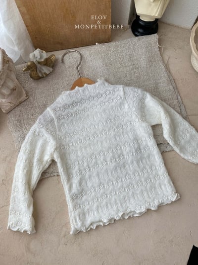 Monpetitbebe07｜(70cm-110cm) 捲邊壓紋花上衣6