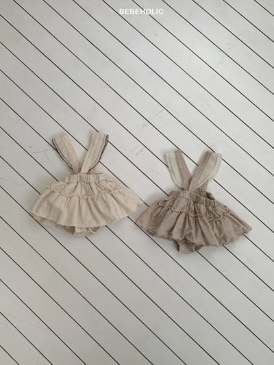 Bebe holic47｜(3m-18m) 層次吊帶滾邊包屁褲裙5