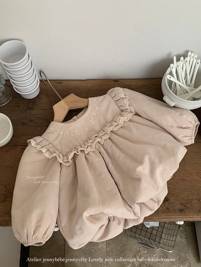 JE 650｜(73-100cm)  刺繡泡泡花邊套裝4