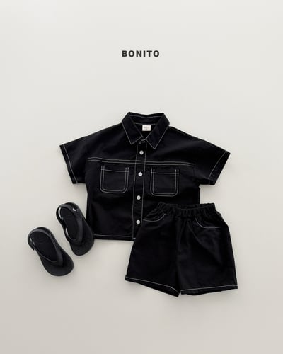 Bonito08｜(75cm-125cm) 2色口袋縫線亞麻套裝3